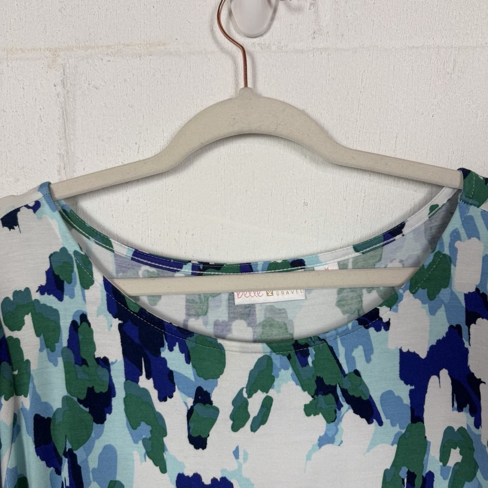 Belle‎ by Kim Gravel Knit Tunic Top Stretch Office Flowy Abstract Artsy Beach M - Picture 2 of 12